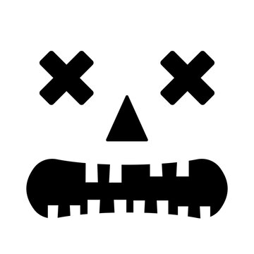 Halloween Pumpkin Face isolated on white. Scary Jack o Lantern. Vector template for Halloween party banner, poster, invitations, etc.