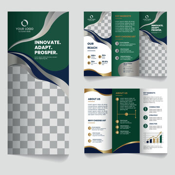 Innovate adapt prosper corporate business strategy trifold brochure template
