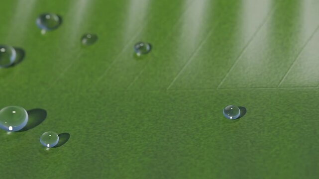 Water Droplets on a Green Leaf Macro