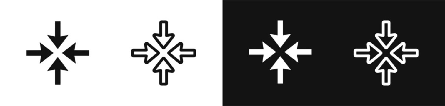 Center align arrows icon set from four sides