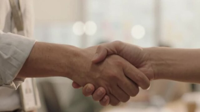 Close-up of a firm handshake &mdash; 4K video

