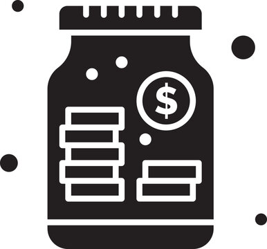 Money Jar with Coins Savings and Tip Container Vector Icon