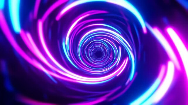 Abstract swirling neon tunnel