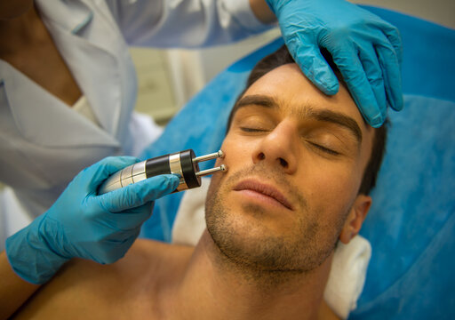 Male Facial Microcurrent Treatment.