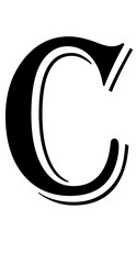 Elegant typography design featuring bold black letter c with smooth © Math