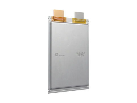Single lithium polymer battery isolated on black background