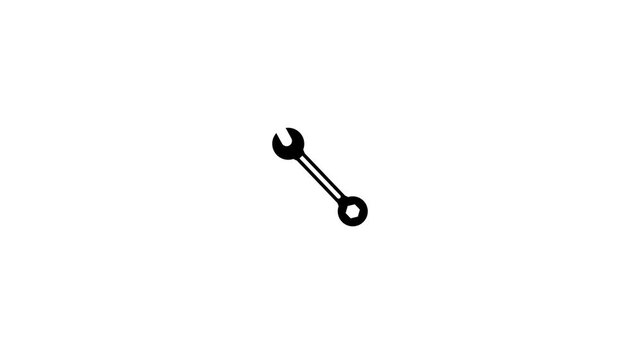 An animation of a gray wrench icon fading in and out against a clean white background, symbolizing repair, maintenance, and tools.