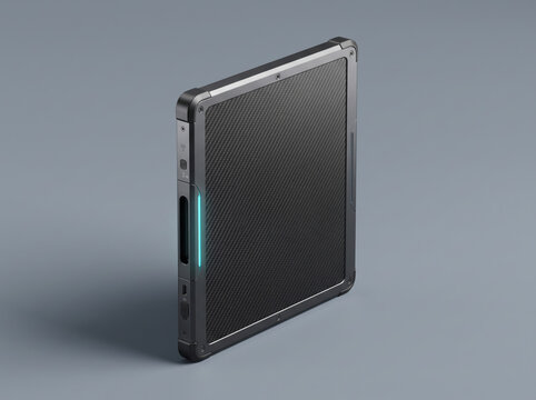 Standing Electronic Tablet Computer on Gray Backdrop