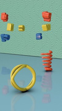 Happy New Year 2027 Toy Animation with Retro Pattern Vertical Video Background