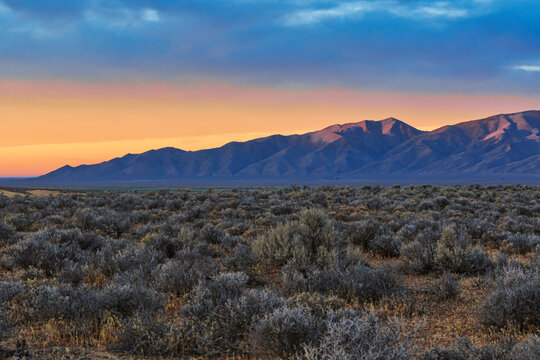 Arid Desert in Northern Nevada at sunrise during Autumn