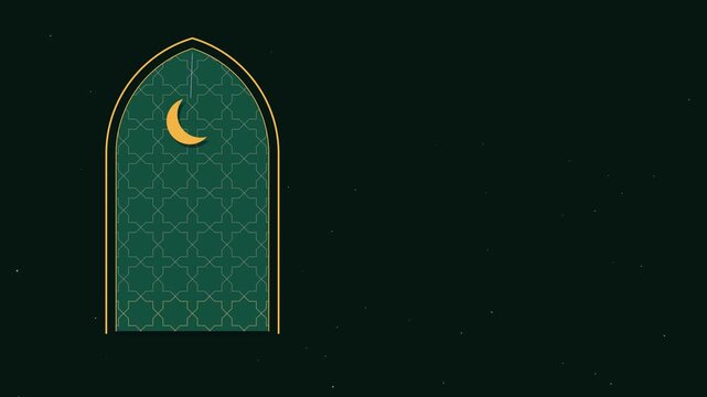 Golden Islamic arch and crescent with copy space for Eid al Adha 2027