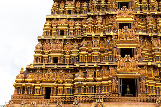 Carved figures on the gopuram of Nallur Kandaswamy Kovil, Northern Province, Jaffna, Sri Lanka