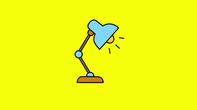 Animated blue desk lamp icon glowing light on a clean background. Desk Lamp Icon for Study and Office Lighting