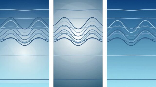 Flowing Blue Wave Lines Gradient Background Loop, Smooth Abstract Corporate Motion Graphic