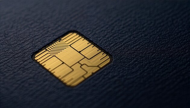 Macro golden microchip embedded in biometric e-passport for digital identity security