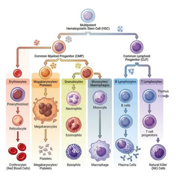 Hematopoiesis Diagram Showing Blood Cell Development