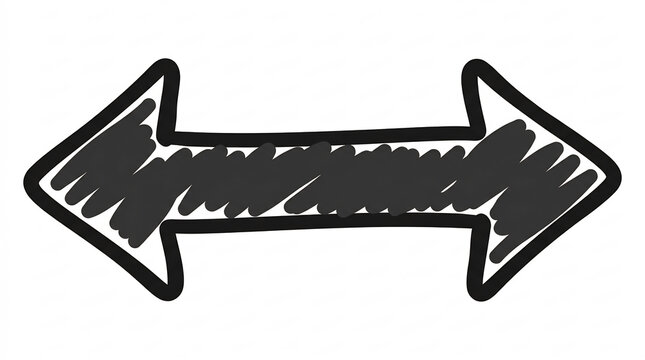Hand drawn double arrow pointing left and right in doodle style