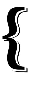 Modern typography design featuring curly bracket symbol for graphic