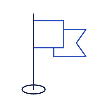 Flag location marker line icon modern blue style editable stroke