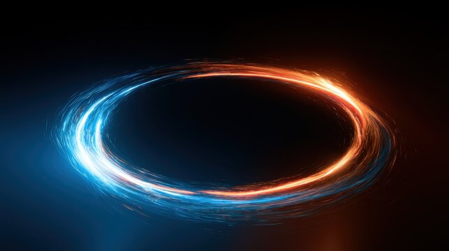 Circle Moving blue and orange light streak ray - 3d illustration
