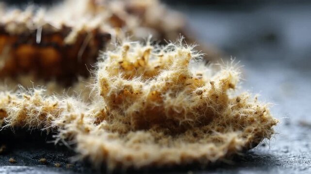 A Fungal Mat Thickening and Knitting Together, Golden Macro