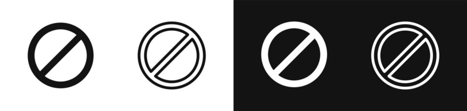 Prohibition ban forbidden stop restriction sign icon vector set