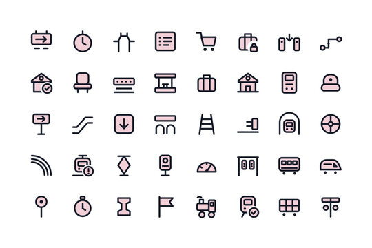 40 duotone icons of dispatch signal ticket validator and pocket watch