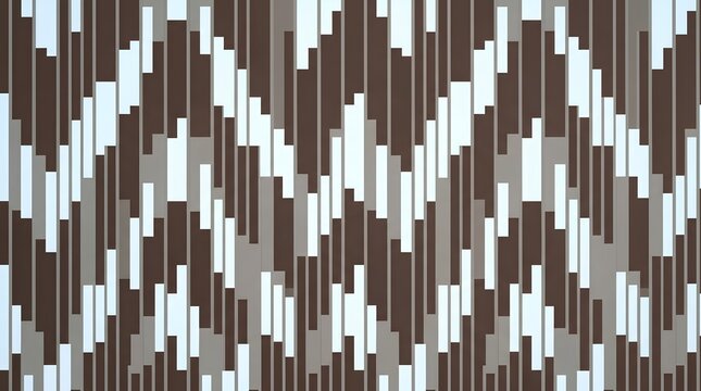 Abstract Brown and Grey Zigzag Geometric Line Pattern &ndash; Modern Optical Wave Vector Background