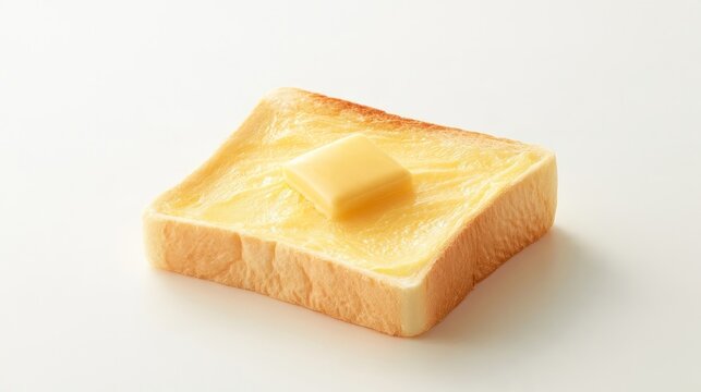 Buttered toast on clean white surface