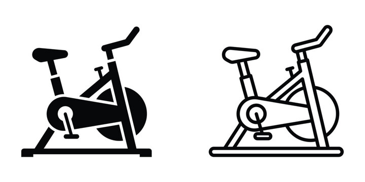 stationary exercise bikes with different designs isolated on transparent background for fitness and gym graphics