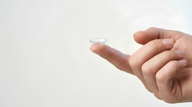 Contact Lens on Finger Tip Close Up &ndash; Optometry Vision Correction Ophthalmology Medical Banner