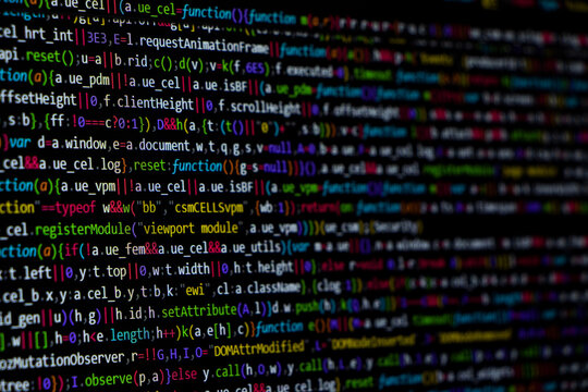Programming codes on computer screen. Programming screen, Coding screen, Source code, Technology background, Data security concept.