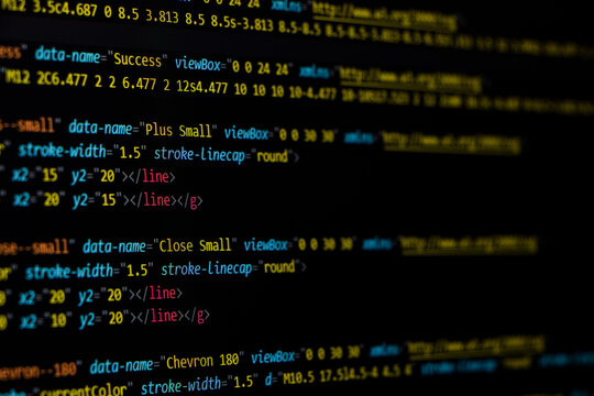 Abstract technology concept of programming codes on computer screen. Programming screen, Coding screen, Source code, Technology background, Data security concept.