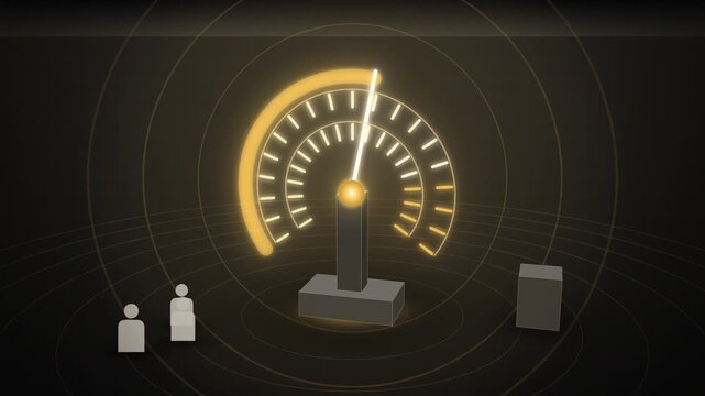 AI gauge going off the scale close view evolving building up concept