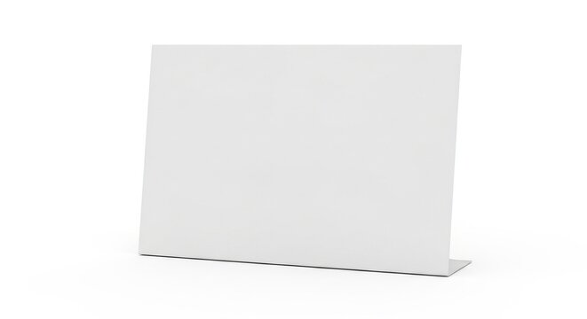 Blank white horizontal table tent card on a white background, ready for custom design and text