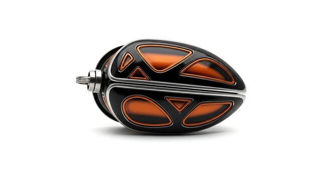 Futuristic Black and Orange Abstract Object on White Background