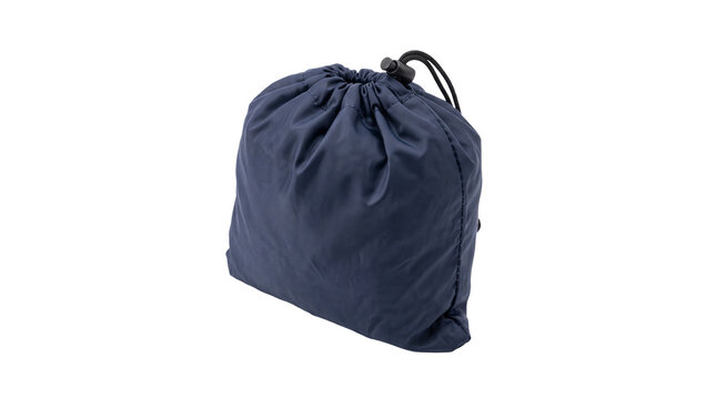 Dark blue drawstring bag on transparent background