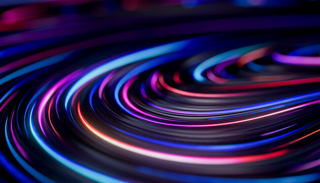 3D Neon Spiral Flow with Radiant Multicolor Trails and Layered Dark Curves