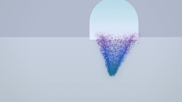 Teal and blue swirling dust devil in stone arch dynamic full scene