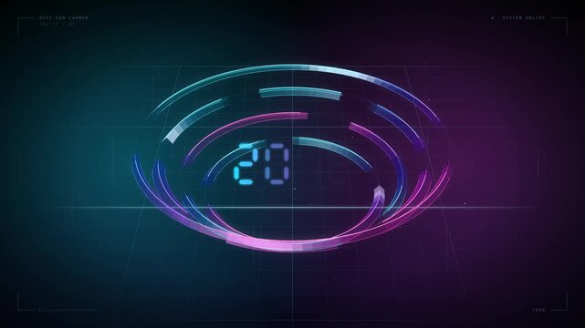 Futuristic Neon Rings Revealing Digital 2027 Numerals