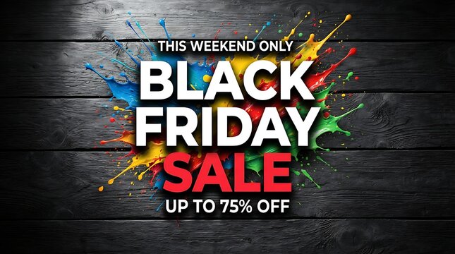 Black friday sale advertisement with colorful paint splatter background
