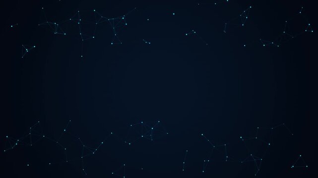 An abstract motion graphics background featuring glowing blue plexus nodes and connecting lines moving along the top and bottom borders, created with HTML5 canvas and JavaScript.
