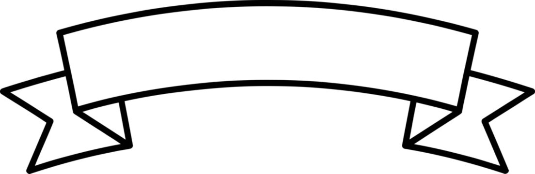 Empty ribbon banner outline with fishtail ends for celebration labels award badges and decorative layouts.