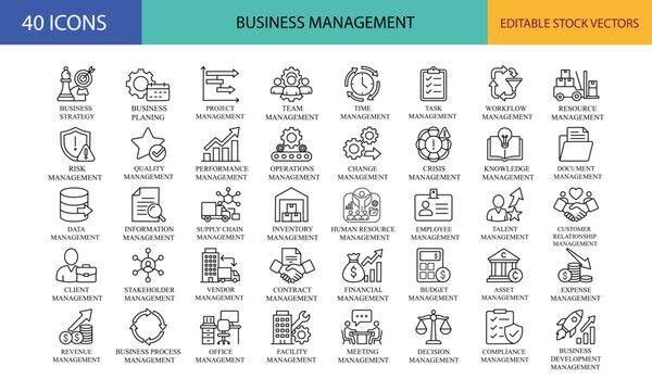 Collection of 40 editable business management icons vector graphic design