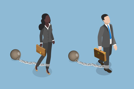 3D Isometric Flat Vector Illustration of Office Slavery, A Employee Struggling With Heavy Loads