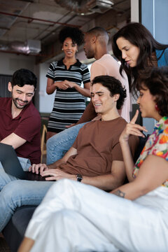 Small team working on group project together