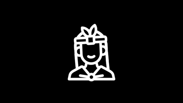 Animated Native American Indian Chief Icon with Feather Headdress