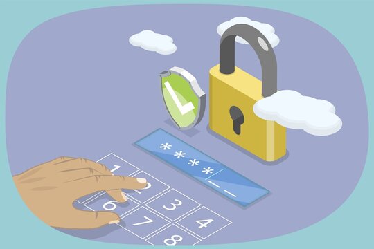 3D Isometric Flat Illustration of Data Protection, Personal Information Security