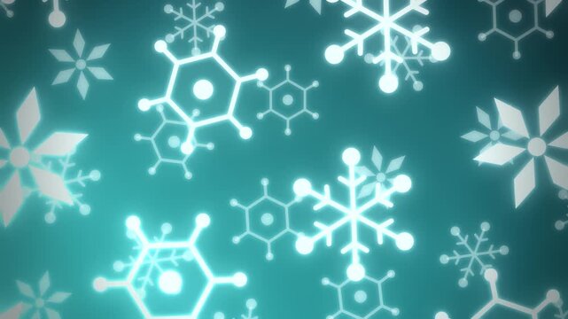 Icy teal snowflake pattern winter motion perspective view