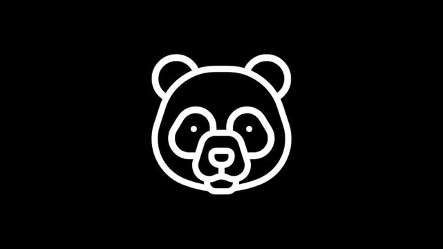 Animated panda face icon with simple line art on black background
